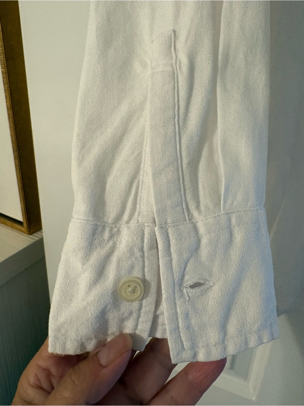 GAP White Linen-Blend Easy Button-Down Shirt - Picture 8 of 9